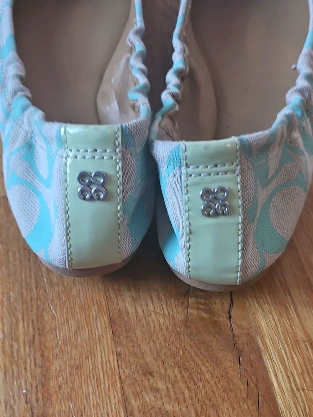 Coach Women's Mint Green Signature Ballet Flats